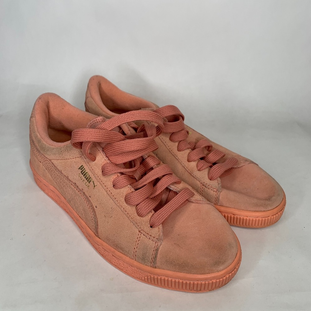 Puma Shoes Suede Classic Women 6C Coral Pink Low Top Sneakers Casual Skate